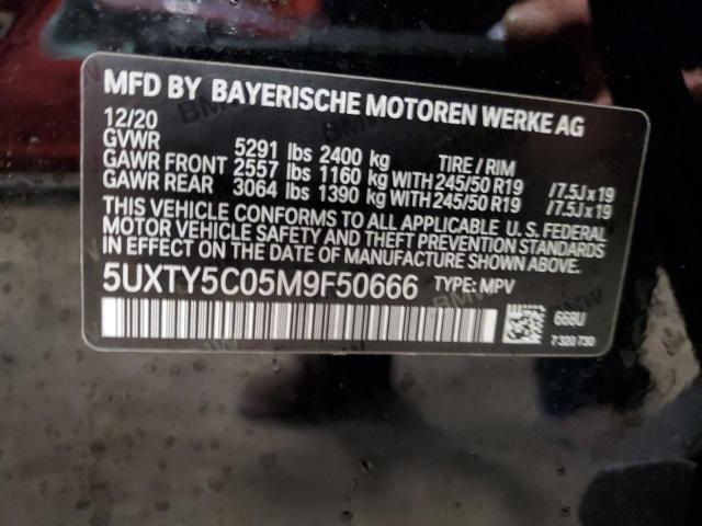 5UXTY5C05M9F50666 - 2021 BMW X3 XDRIVE30I BLACK photo 12