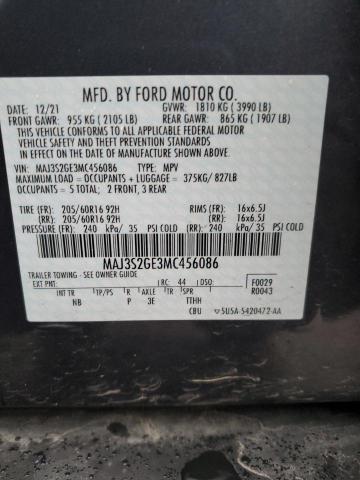 MAJ3S2GE3MC456086 - 2021 FORD ECOSPORT SE GRAY photo 13