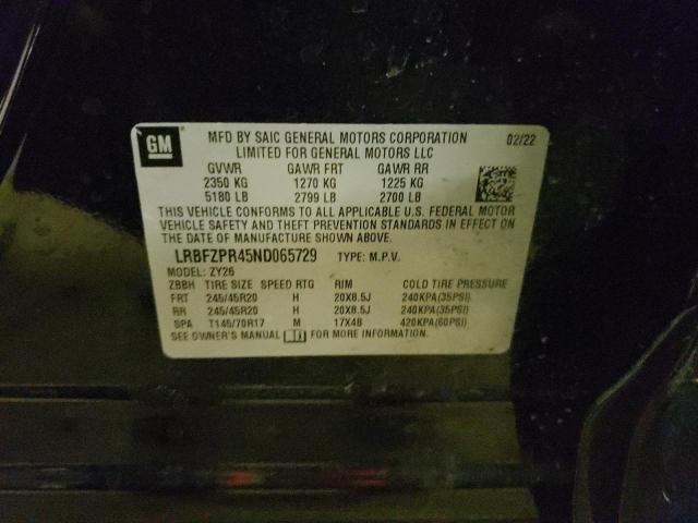 LRBFZPR45ND065729 - 2022 BUICK ENVISION ESSENCE Սև լուսանկար 12