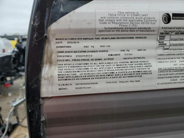 5SFPB3420KE404246 - 2019 HEARTLAND GATEWAY თეთრი ფოტო 10