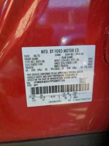 1FMSK8DH7PGB57720 - 2023 FORD EXPLORER XLT Bordeaux Foto 14