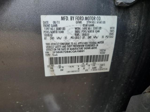 1FMHK7D84CGA19891 - 2012 FORD EXPLORER XLT Boz foto 13