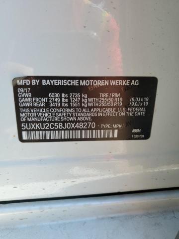 5UXKU2C58J0X48270 - 2018 BMW X6 XDRIVE35I WHITE photo 13