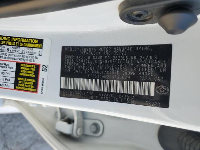 4T1G11AK2PU736079 - 2023 TOYOTA CAMRY SE NIGHT SHADE WHITE photo 12