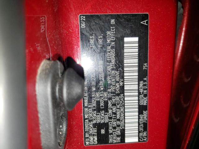 5TDGZRAH3NS125494 - 2022 TOYOTA HIGHLANDER XLE RED photo 14