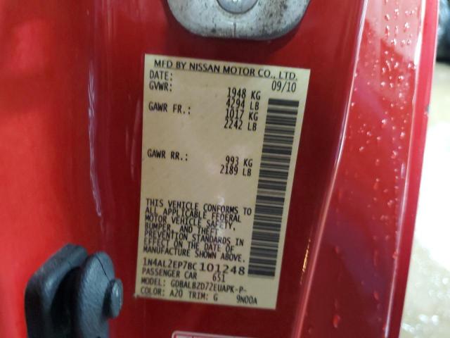 1N4AL2EP7BC101248 - 2011 NISSAN ALTIMA S RED photo 13