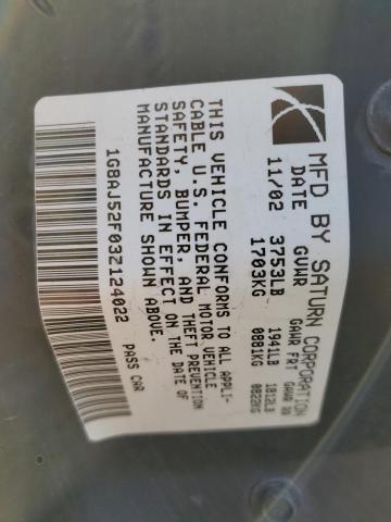 1G8AJ52F03Z124022 - 2003 SATURN ION LEVEL 2 SILVER photo 12
