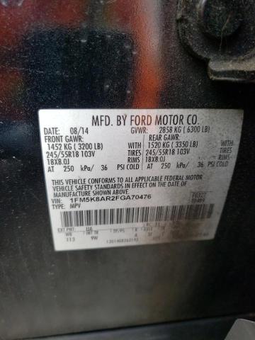 1FM5K8AR2FGA70476 - 2015 FORD EXPLORER POLICE INTERCEPTOR 黑色 照片 14