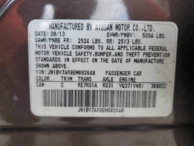 JN1BV7AR9EM692648 - 2014 INFINITI Q50 BASE BROWN photo 12