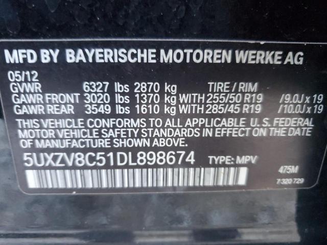 5UXZV8C51DL898674 - 2013 BMW X5 XDRIVE50I BLACK photo 12