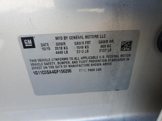1G11C5SA4GF156296 - 2016 CHEVROLET MALIBU LIM LT SILVER photo 12