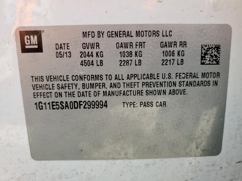 1G11E5SA0DF299994 - 2013 CHEVROLET MALIBU 2LT WHITE photo 13