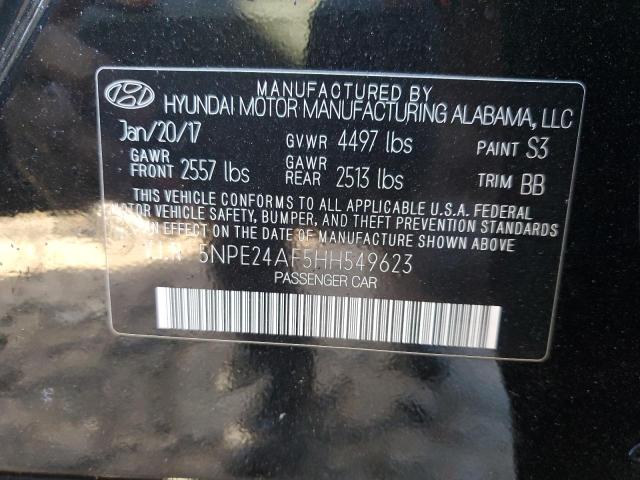 5NPE24AF5HH549623 - 2017 HYUNDAI SONATA SE BLACK photo 12