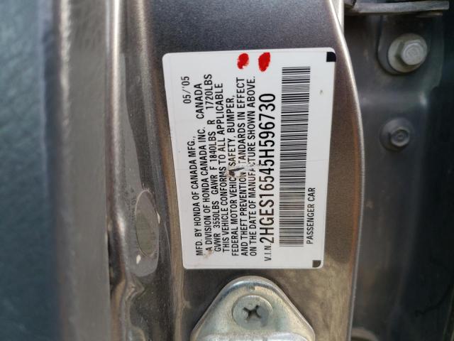 2HGES16545H596730 - 2005 HONDA CIVIC LX GRAY photo 12