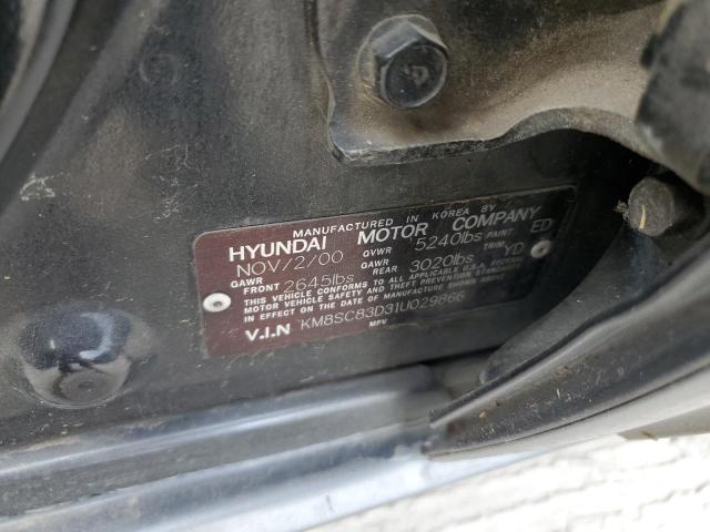 KM8SC83D31U029866 - 2001 HYUNDAI SANTA FE GLS BLUE photo 12