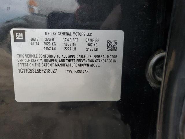 1G11C5SL5EF218027 - 2014 CHEVROLET MALIBU 1LT BLACK photo 12