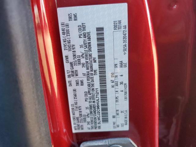 5LMCJ2C96HUL71211 - 2017 LINCOLN MKC SELECT Կարմիր լուսանկար 13