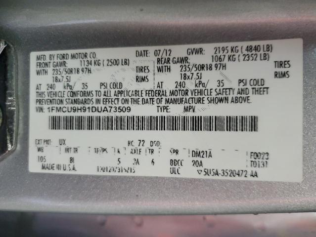 1FMCU9H91DUA73509 - 2013 FORD ESCAPE SEL SILVER photo 13