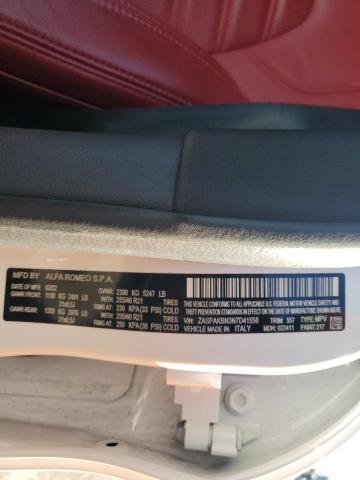 ZASPAKBN3N7D41558 - 2022 ALFA ROMEO STELVIO TI WHITE photo 13