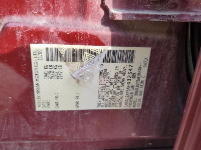 1N4AL2AP5AN432547 - 2010 NISSAN ALTIMA BASE Бордовый фото 12