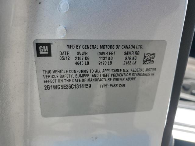 2G1WG5E36C1314159 - 2012 CHEVROLET IMPALA LT SILVER photo 12