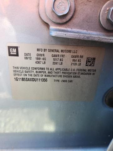 1G11B5SAXDU111356 - 2013 CHEVROLET MALIBU LS BLUE photo 12