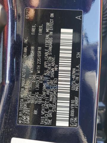 5TDCZRBH5MS532163 - 2021 TOYOTA HIGHLANDER L BLUE photo 14