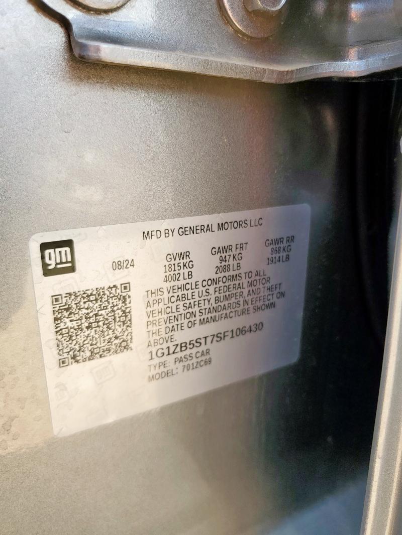 1G1ZB5ST7SF106430 - 2025 CHEVROLET MALIBU LS ნაცრისფერი ფოტო 12