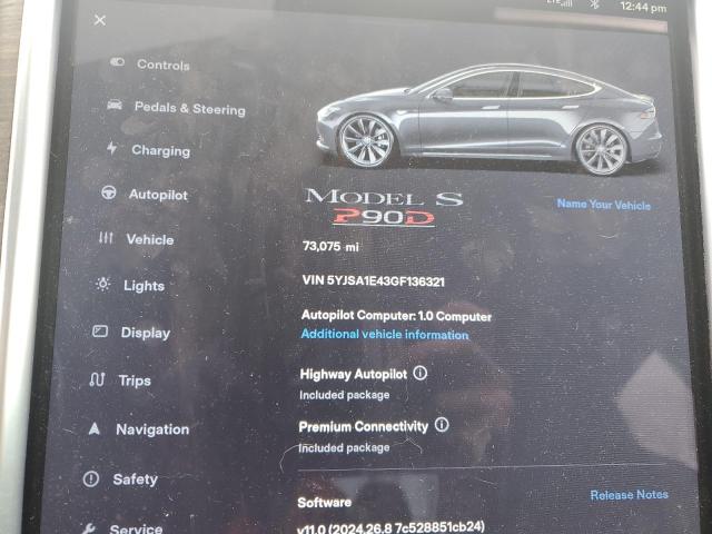 5YJSA1E43GF136321 - 2016 TESLA MODEL S GRAY photo 9