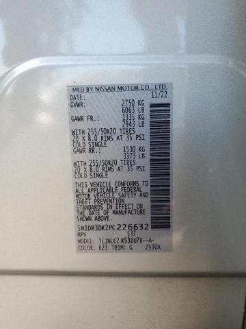 5N1DR3DK2PC226632 - 2023 NISSAN PATHFINDER PLATINUM 银色 照片 14