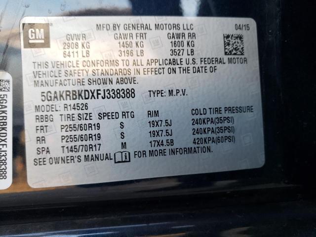 5GAKRBKDXFJ338388 - 2015 BUICK ENCLAVE BLUE photo 14