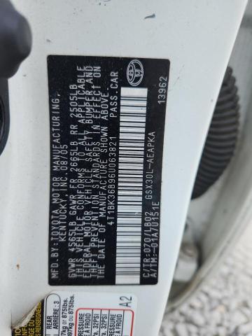 4T1BK36B96U063821 - 2006 TOYOTA AVALON XL Ақ фото 12