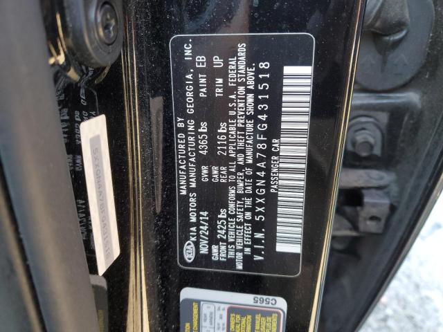 5XXGN4A78FG431518 - 2015 KIA OPTIMA EX BLACK photo 12