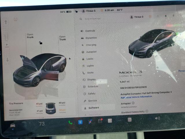 5YJ3E1EA7SF020935 - 2025 TESLA MODEL 3 ნაცრისფერი ფოტო 9
