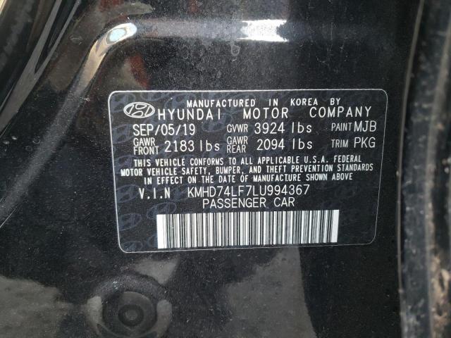 KMHD74LF7LU994367 - 2020 HYUNDAI ELANTRA SE BLACK photo 12