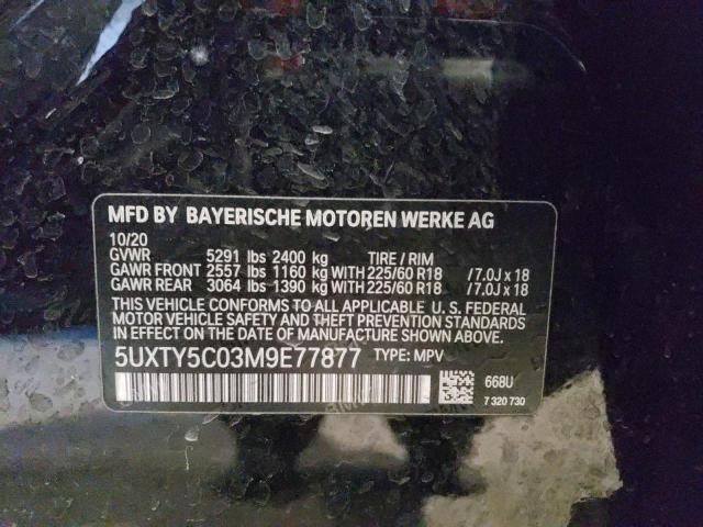 5UXTY5C03M9E77877 - 2021 BMW X3 XDRIVE30I BLACK photo 13