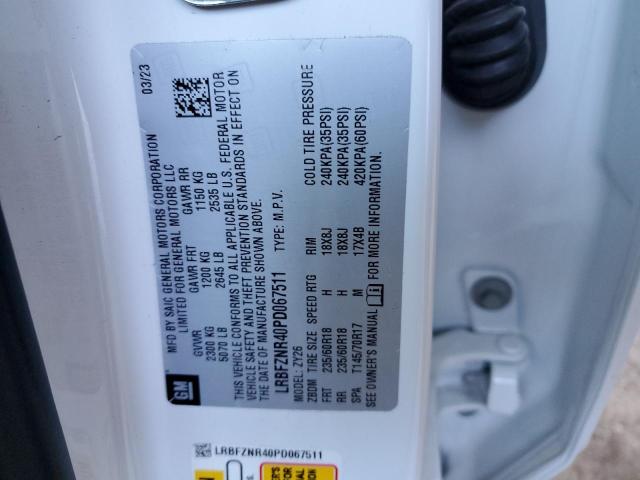 LRBFZNR40PD067511 - 2023 BUICK ENVISION ESSENCE WHITE photo 13