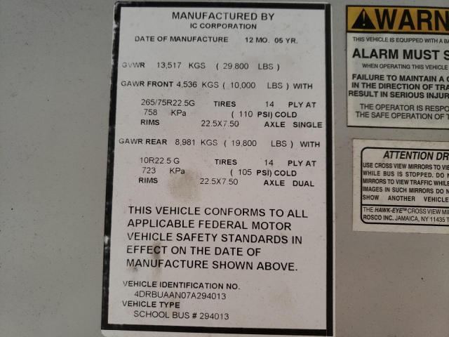 4DRBUAAN07A294013 - 2007 IC CORPORATION 3000 YELLOW photo 10