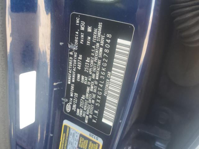 5XXGT4L36KG278048 - 2019 KIA OPTIMA LX 蓝色 照片 12