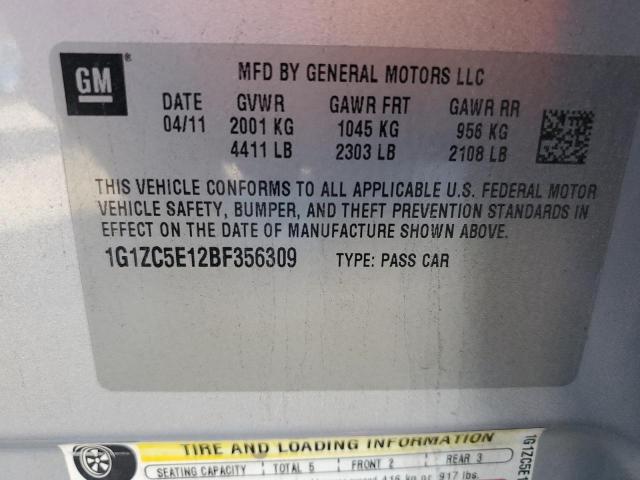 1G1ZC5E12BF356309 - 2011 CHEVROLET MALIBU 1LT Gümüş foto 13