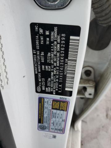 5XXGT4L36KG362998 - 2019 KIA OPTIMA LX Weiß Foto 12