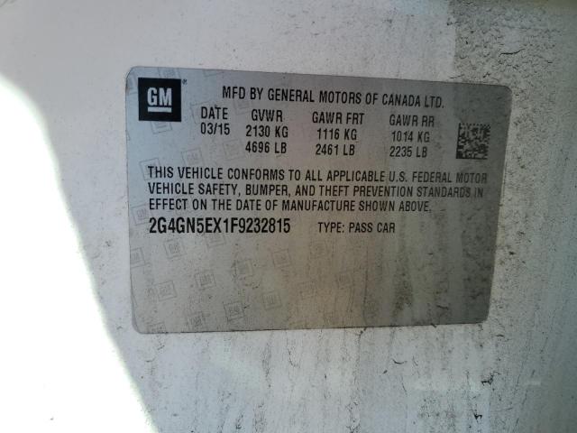 2G4GN5EX1F9232815 - 2015 BUICK REGAL PREMIUM 白色 照片 12