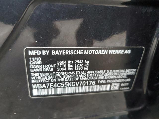 WBA7E4C55KGV70176 - 2019 BMW 740 XI BLACK photo 12