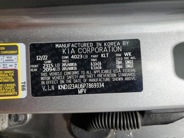 KNDJ23AU6P7869334 - 2023 KIA SOUL LX GRAY photo 12