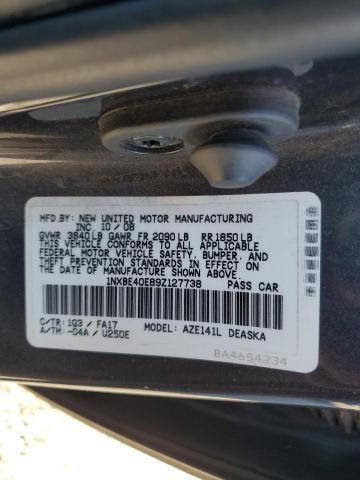 1NXBE40E89Z127738 - 2009 TOYOTA COROLLA XRS GRAY photo 13