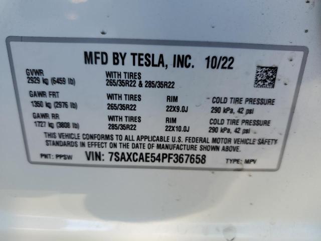 7SAXCAE54PF367658 - 2023 TESLA MODEL X WHITE photo 13