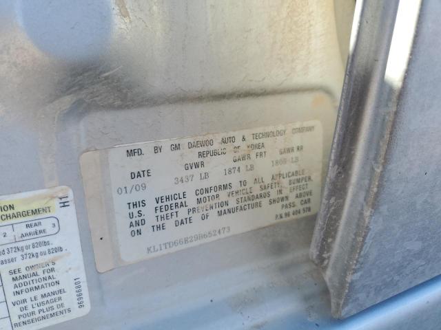 KL1TD66E29B652473 - 2009 CHEVROLET AVEO LS Boz foto 12