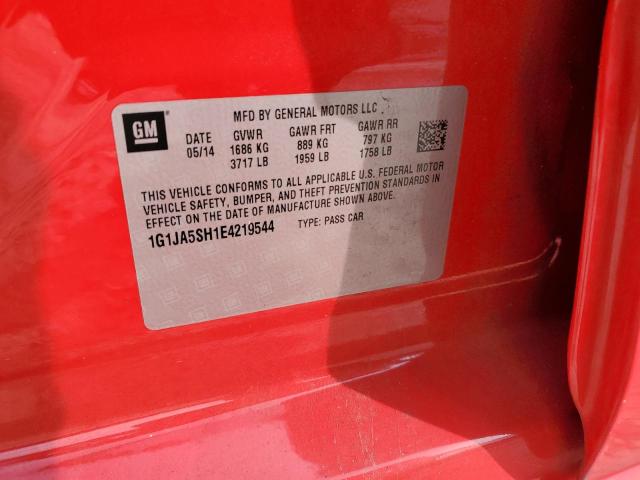 1G1JA5SH1E4219544 - 2014 CHEVROLET SONIC LS RED photo 12