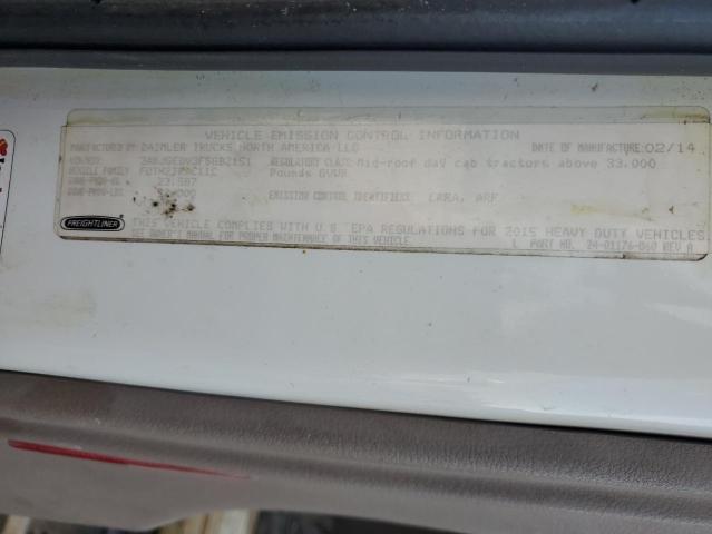 3AKJGEDV3FSGB2151 - 2015 FREIGHTLINER CASCADIA 1 WHITE photo 10