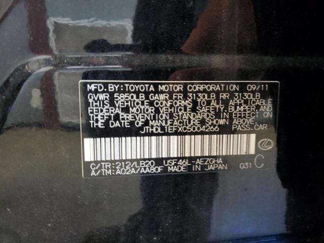 JTHDL1EFXC5004266 - 2012 LEXUS LS 460L BLACK photo 12
